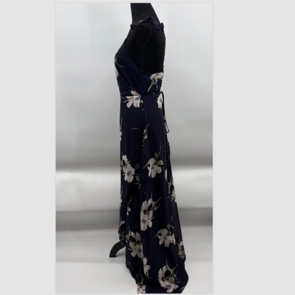 Lulus Dress Women Large Blue Floral Sleeveless Wrap Maxi Cottage Fairy Feminine - Picture 3 of 10